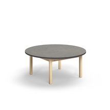 Stůl DECIBEL, Ø1200x530 mm, akustické linoleum, bříza/tmavě šedá