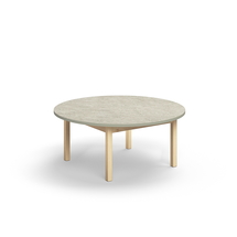 Stůl DECIBEL, Ø1200x530 mm, akustické linoleum, bříza/šedá