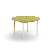 Stůl DECIBEL, Ø1200x720 mm, akustické linoleum, bříza/limetkově zelená