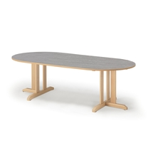Stůl KUPOL, 2000x800x600 mm, oválný, akustické linoleum, bříza/šedá