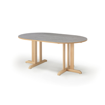 Stůl KUPOL, 1500x800x720 mm, oválný, akustické linoleum, bříza/šedá