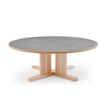 Stůl KUPOL, Ø1300x500 mm, akustické linoleum, bříza/šedá