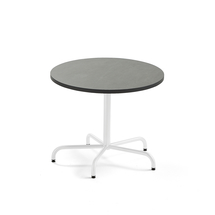 Stůl PLURAL, Ø900x720 mm, linoleum, tmavě šedá, bílá
