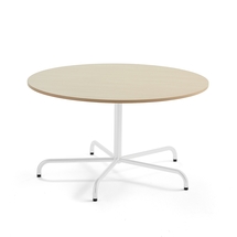 Stůl PLURAL, Ø1300x720 mm, akustická HPL deska, bříza, bílá