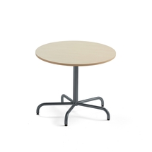 Stůl PLURAL, Ø900x720 mm, akustická HPL deska, bříza, antracitově šedá