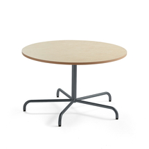 Stůl PLURAL, Ø1200x720 mm, linoleum, béžová, antracitově šedá