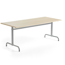 Stůl PLURAL, 1800x800x720 mm, akustická HPL deska, bříza, stříbrná