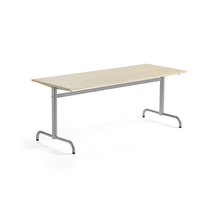 Stůl PLURAL, 1800x700x600 mm, akustická HPL deska, bříza, stříbrná