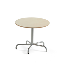 Stůl PLURAL, Ø900x720 mm, akustická HPL deska, bříza, stříbrná