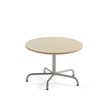 Stůl PLURAL, Ø900x600 mm, akustická HPL deska, bříza, stříbrná