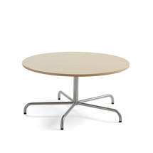 Stůl PLURAL, Ø1200x600 mm, akustická HPL deska, bříza, stříbrná