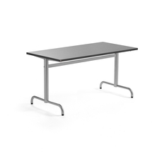 Stůl PLURAL, 1400x700x720 mm, linoleum, tmavě šedá, stříbrná