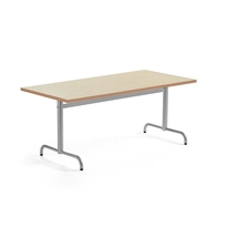Stůl PLURAL, 1600x800x720 mm, linoleum, béžová, stříbrná