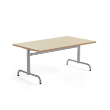 Stůl PLURAL, 1400x800x600 mm, linoleum, béžová, stříbrná