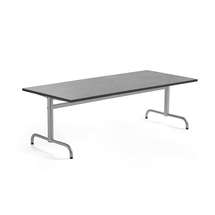 Stůl PLURAL, 1600x800x600 mm, linoleum, tmavě šedá, stříbrná