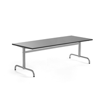 Stůl PLURAL, 1800x700x600 mm, linoleum, tmavě šedá, stříbrná