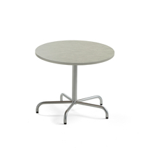Stůl PLURAL, Ø900x720 mm, linoleum, šedá, stříbrná