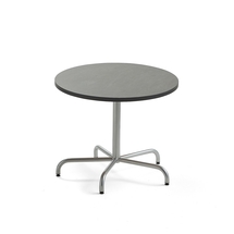 Stůl PLURAL, Ø900x720 mm, linoleum, tmavě šedá, stříbrná