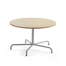 Stůl PLURAL, Ø1200x720 mm, linoleum, béžová, stříbrná