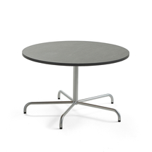 Stůl PLURAL, Ø1200x720 mm, linoleum, tmavě šedá, stříbrná