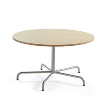 Stůl PLURAL, Ø1300x720 mm, linoleum, béžová, stříbrná