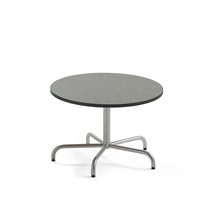 Stůl PLURAL, Ø900x600 mm, linoleum, tmavě šedá, stříbrná