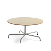 Stůl PLURAL, Ø1200x600 mm, linoleum, béžová, stříbrná