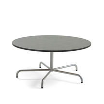 Stůl PLURAL, Ø1300x600 mm, linoleum, tmavě šedá, stříbrná