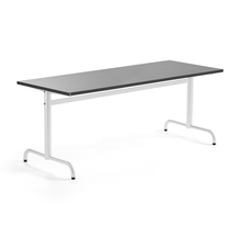 Stůl PLURAL, 1800x700x720 mm, linoleum, tmavě šedá, bílá