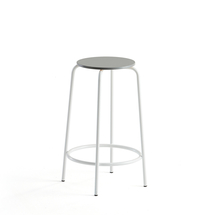 Barová židle TIMMY, výška 630 mm, bílé nohy, světle šedý sedák