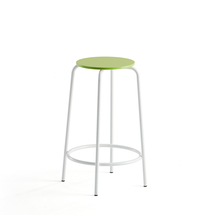 Barová židle TIMMY, výška 630 mm, bílé nohy, zelený sedák