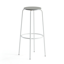 Barová židle TIMMY, výška 830 mm, bílé nohy, světle šedý sedák
