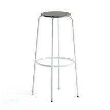 Barová židle TIMMY, výška 830 mm, bílé nohy, tmavě šedý sedák