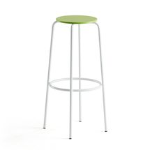 Barová židle TIMMY, výška 830 mm, bílé nohy, zelený sedák