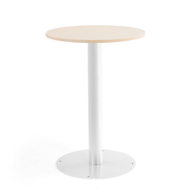 Barový stůl ALVA, Ø700x1000 mm, bříza, bílá