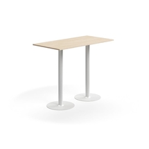 Barový stůl ALVA, 1400x700x1100 mm, vysokotlaký laminát, bílá/bříza