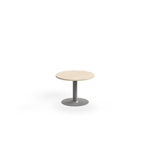 Konferenční stolek ALVA, Ø700x500 mm, upevnitelný, vysokotlaký laminát, stříbrná/bříza