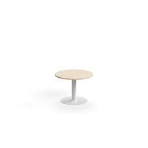 Konferenční stolek ALVA, Ø700x500 mm, upevnitelný, vysokotlaký laminát, bílá/bříza