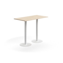 Barový stůl ALVA, 1400x700x1000 mm, upevnitelný, vysokotlaký laminát, bílá/bříza