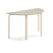Stůl ELTON, půlkruh, 1200x600x710 mm, bříza, akustické linoleum, šedá