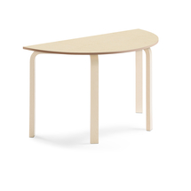 Stůl ELTON, půlkruh, 1200x600x710 mm, bříza, akustické linoleum, béžová