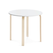 Stůl ELTON, Ø 900x710 mm, bříza, akustická HPL deska, bílá