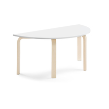 Stůl ELTON, půlkruh, 1200x600x530 mm, bříza, akustická HPL deska, bílá