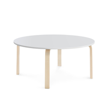 Stůl ELTON, Ø 1200x530 mm, bříza, akustická HPL deska, bílá