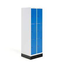 Šatní skříňka ROZ, 2 sekce, 6 boxů, se soklem, 1890x600x550 mm, modrá