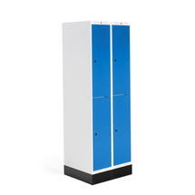 Šatní skříňka ROZ, 2 sekce, 4 boxy, se soklem, 1890x600x550 mm, modrá
