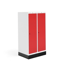 Šatní skříňka ROZ, 2 sekce, se soklem, 1510x800x550 mm, červená